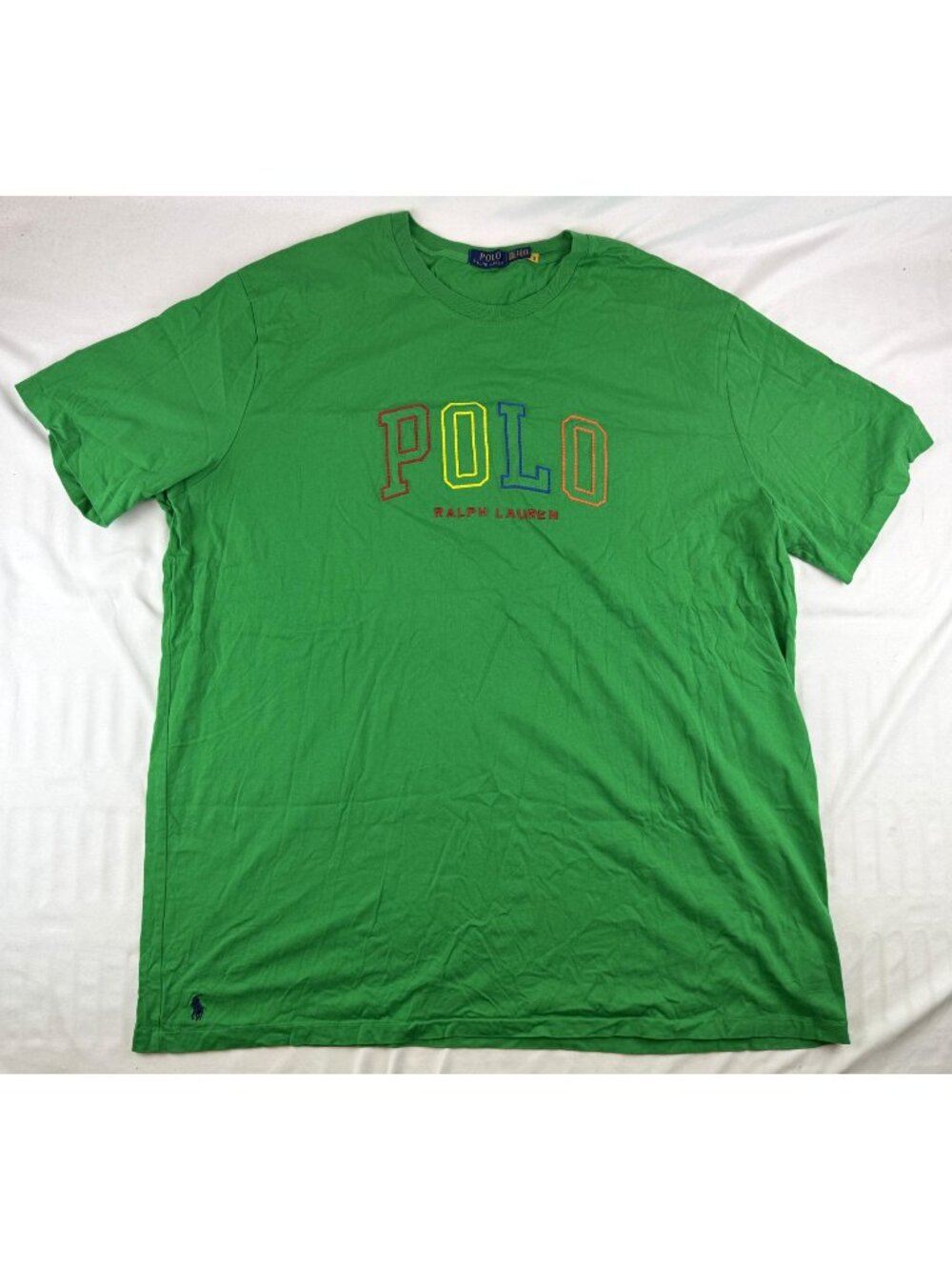 Polo Ralph Lauren Mens 3XLT Green Classic Fit Multi Color Embroidered Logo T-Shi